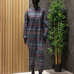 Fabletics Navy Holiday Themed Onesie, Size Small